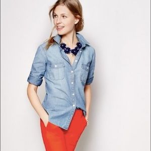 J Crew Classic Chambray Shirt in Perfect Fit S